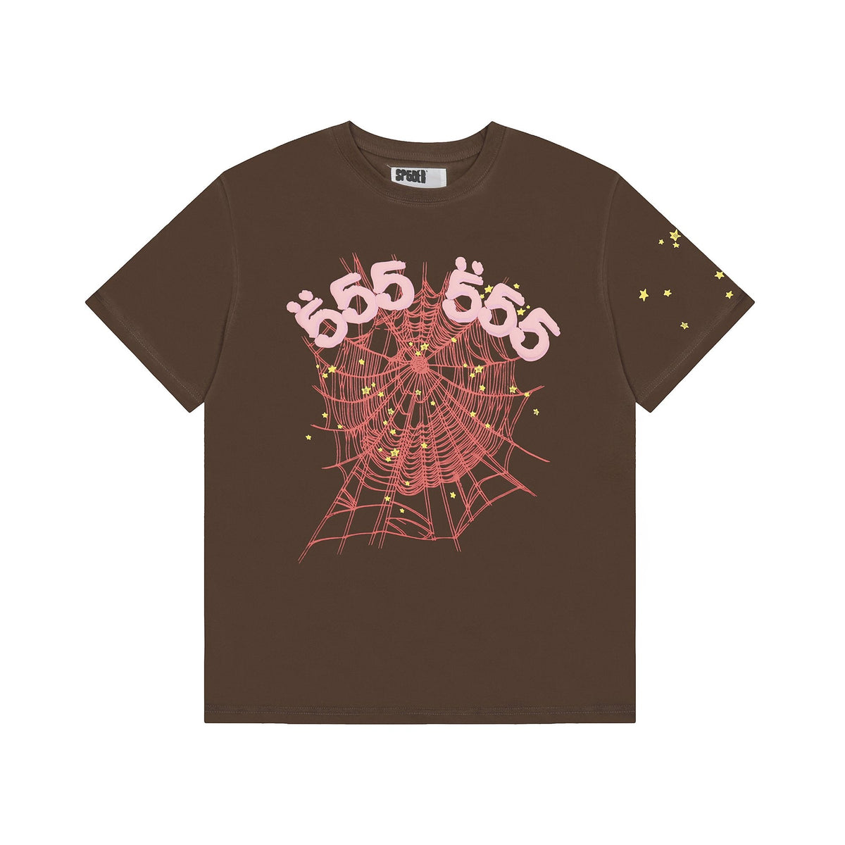 Sp5der Brown Spiderweb Star Graphic T-Shirt — hero
