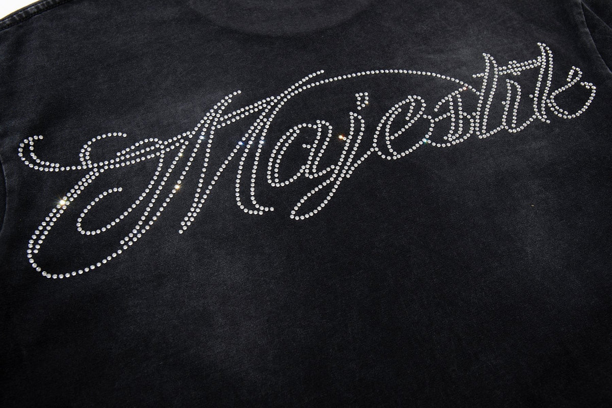 MAJESTIK Washed Black Horse Graphic T-Shirt — detail