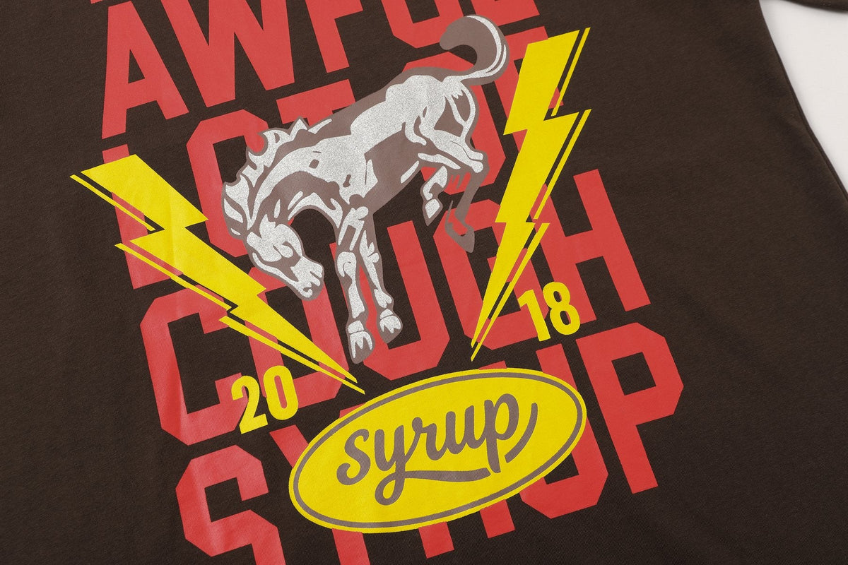THAT'S A AWFUL LOT OF COUGH SYRUP Bull Lightning Graphic T-Shirt — detail