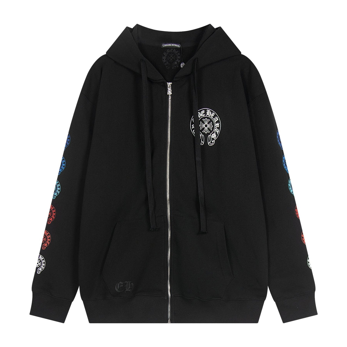Chrome Hearts Rainbow Horseshoe Graphic Zip-Up Hoodie — front