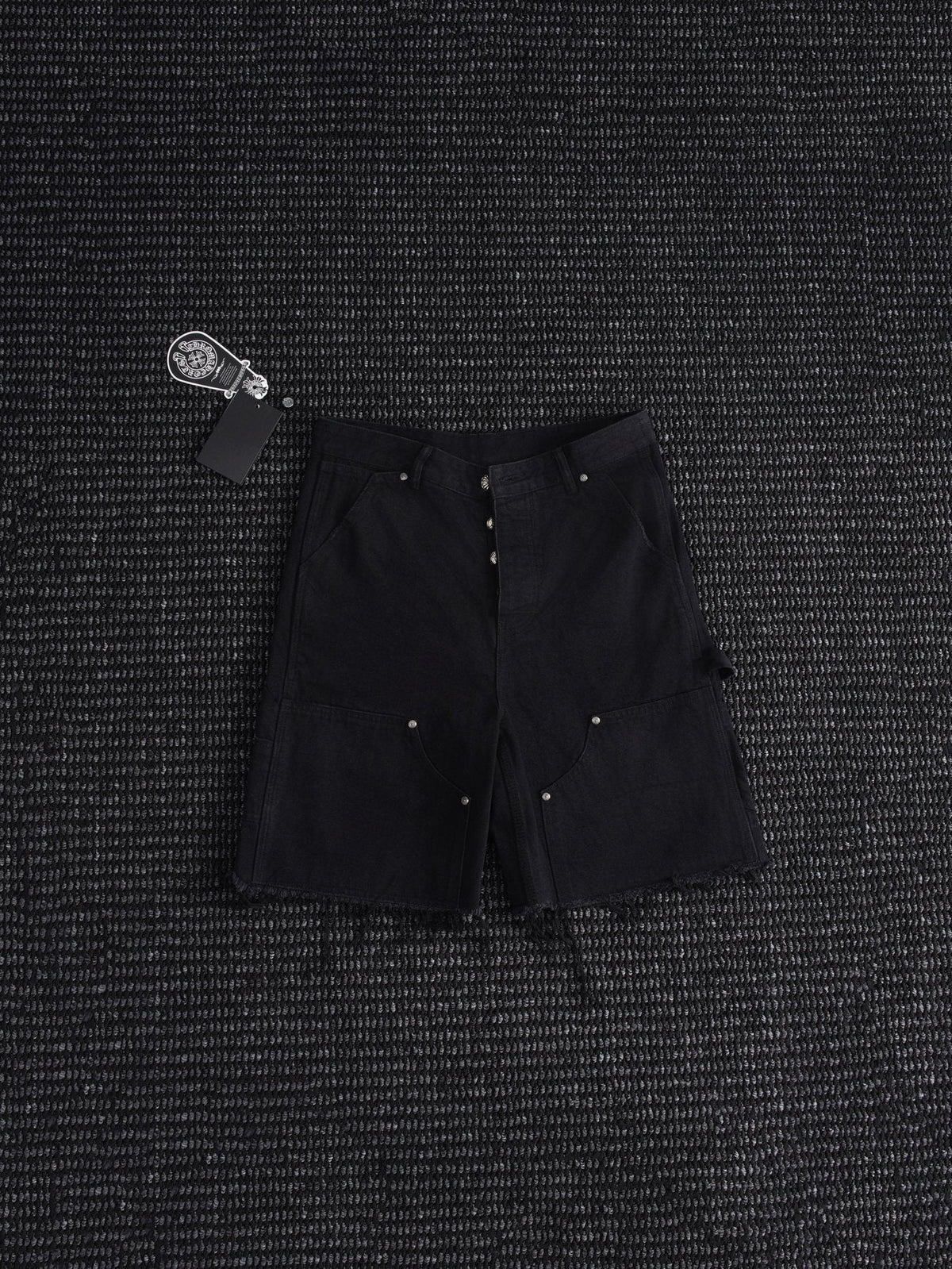 Chrome Hearts Black Graphic Appliqué Denim Cargo Shorts — back