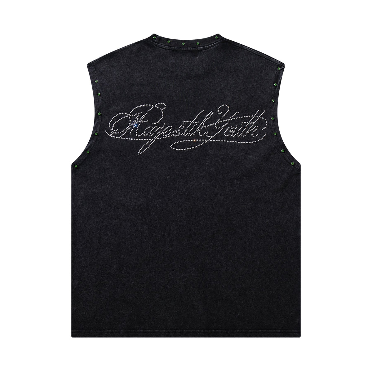 MAJESTIK Rhinestone Graphic Sleeveless T-Shirt — back