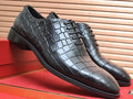 Salvatore Ferragamo Black Textured Lace-Up Dress Shoes — front