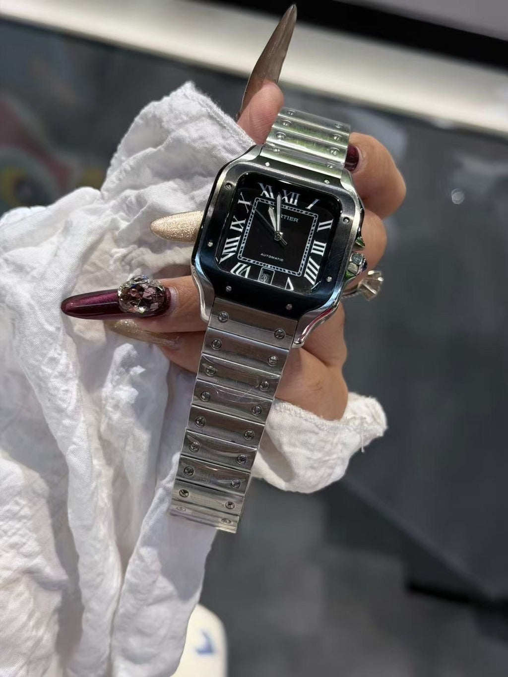 Cartier Black Dial Bracelet Watch — front