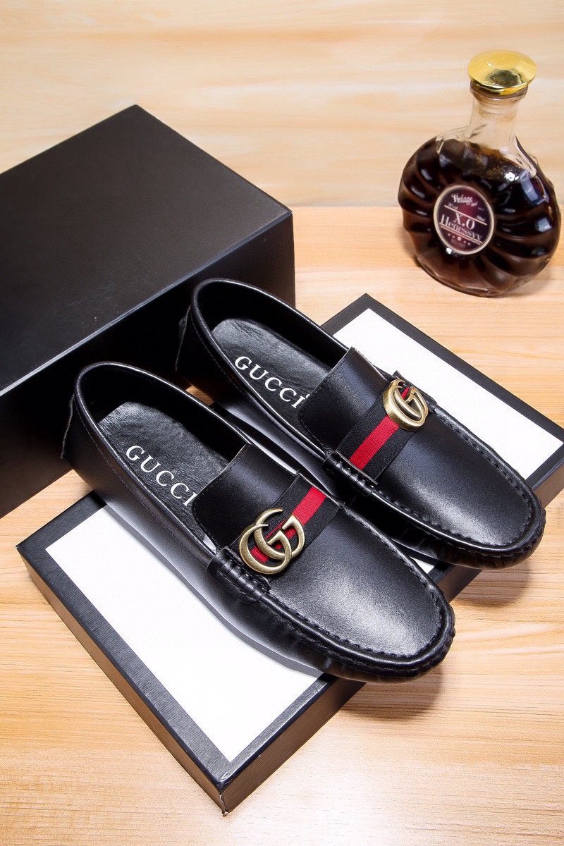 Gucci Black Red-Green Stripe Loafers — hero