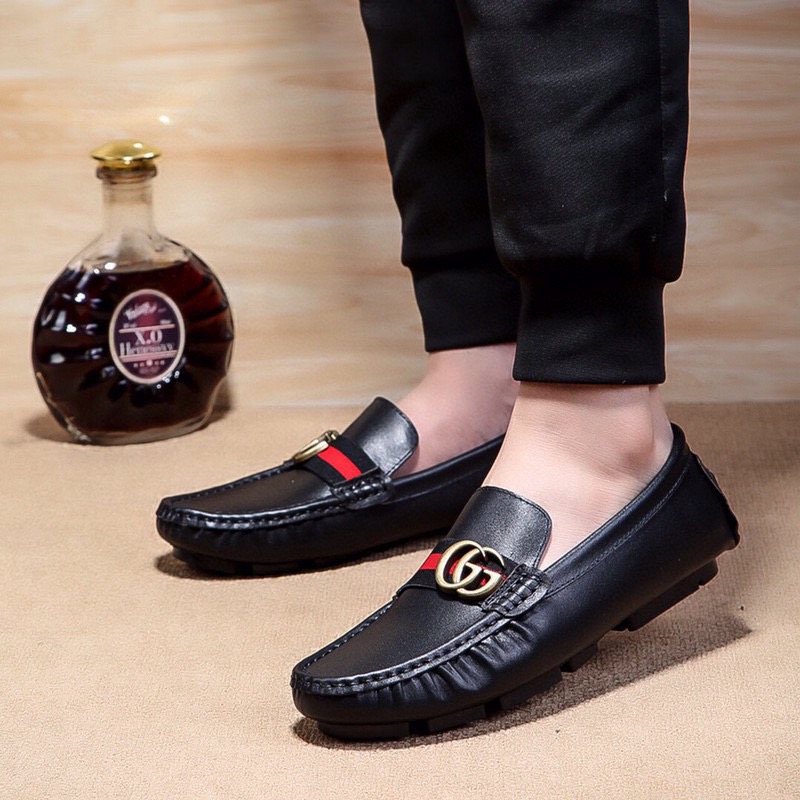 Gucci Black Red-Green Stripe Loafers — model