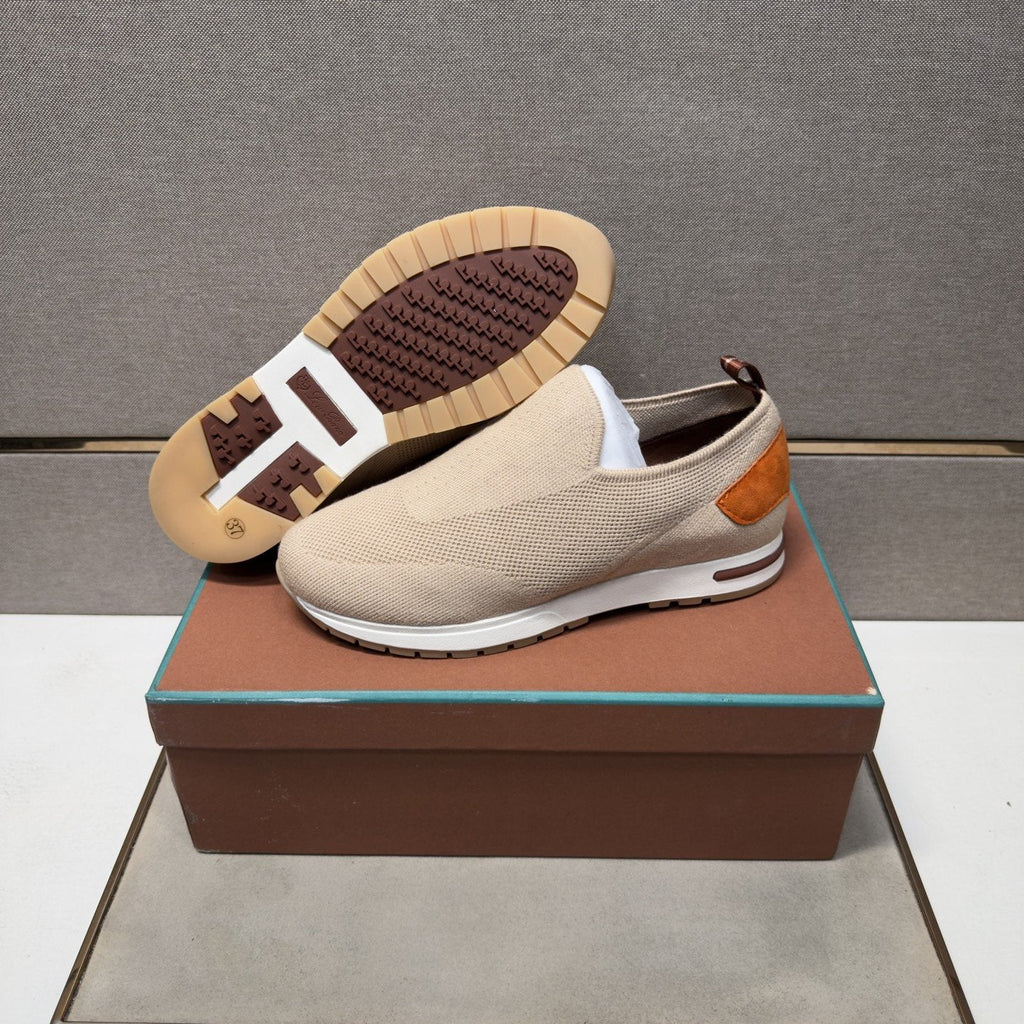 Loro Piana Beige Textured Slip-On Shoes — side