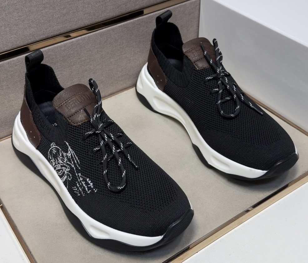 Berluti Black Mesh Lace-Up Sneakers — hero