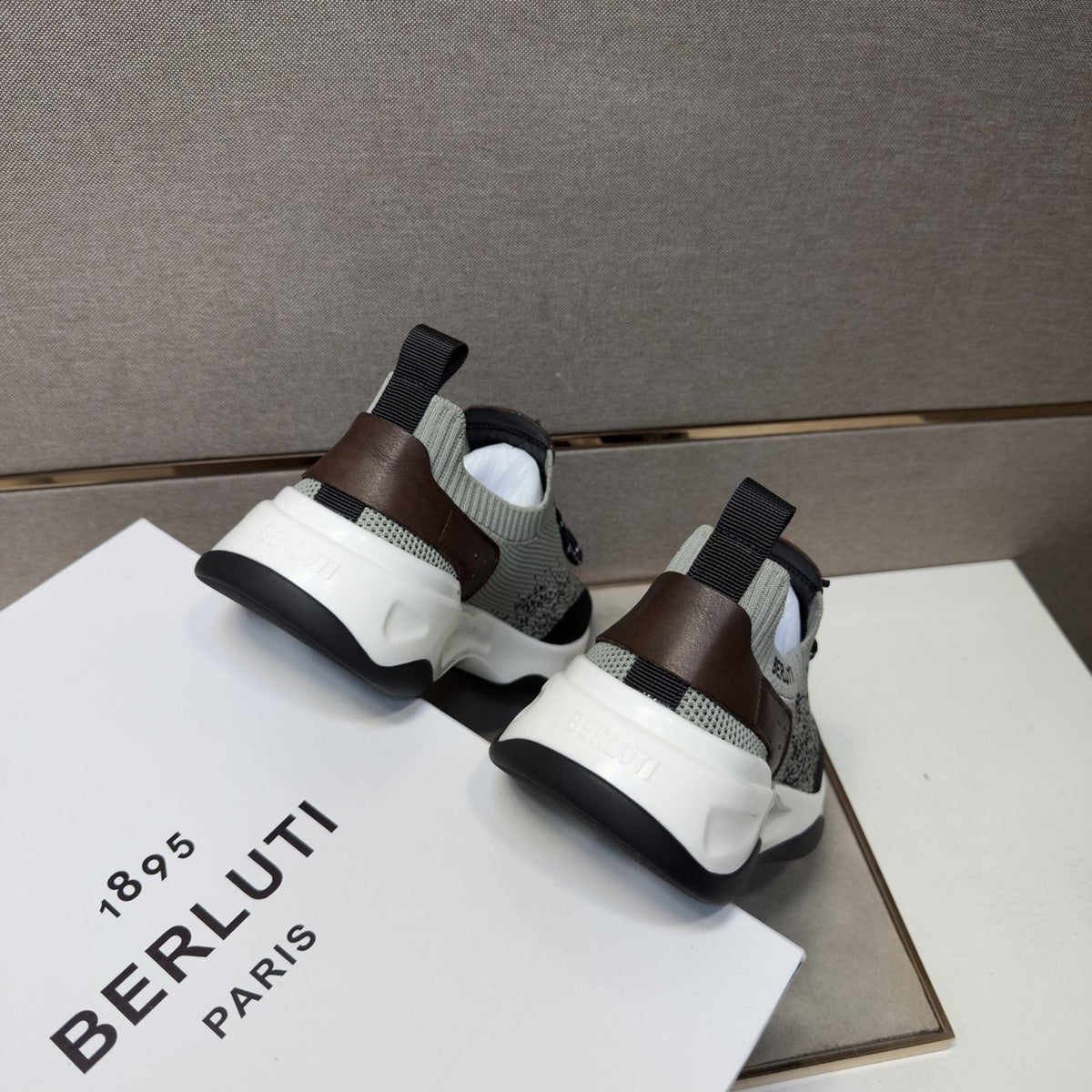 Berluti Gray and Black Lace-Up Sneakers — back