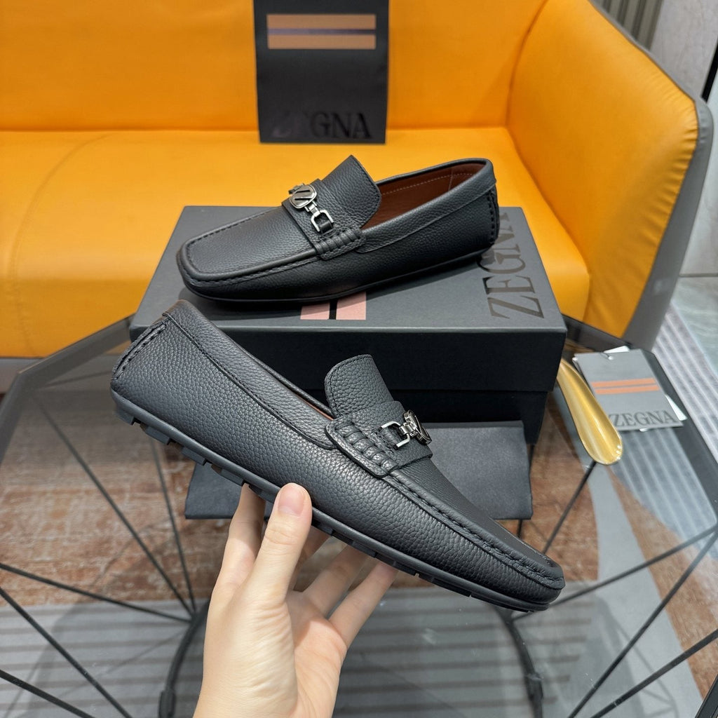 Zegna Men's Black Bit Driving Loafers — model