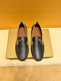 Gucci Black Loafers with Patterned Trim — hero