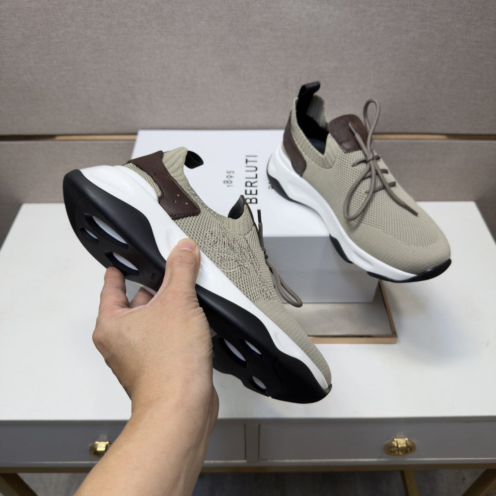 Berluti Taupe Lace-Up Sneakers — model