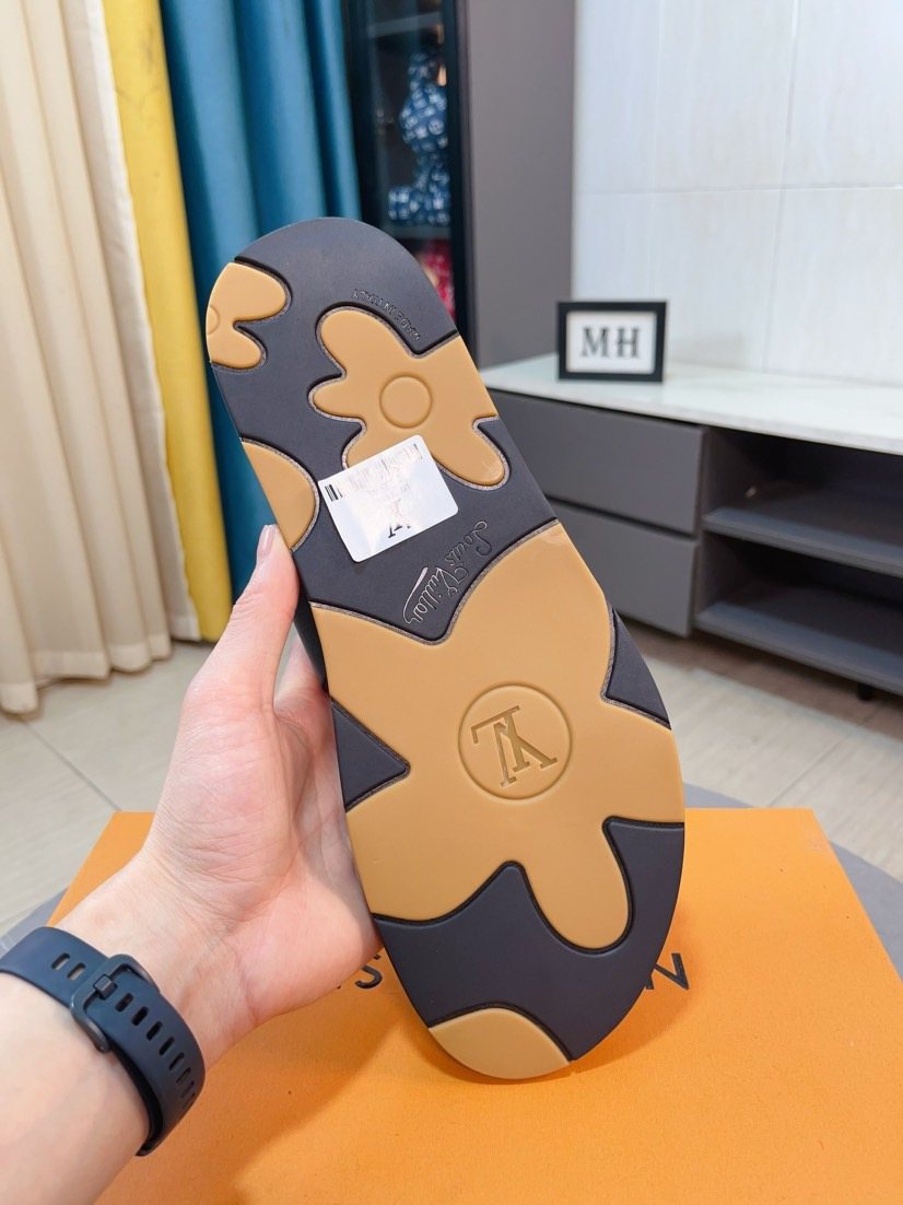 Louis Vuitton Black Cross-Strap Slide Sandals — back
