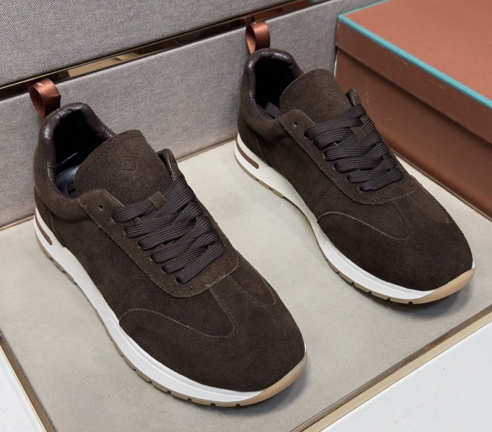 Men's Dark Brown Paneled Sneakers — hero