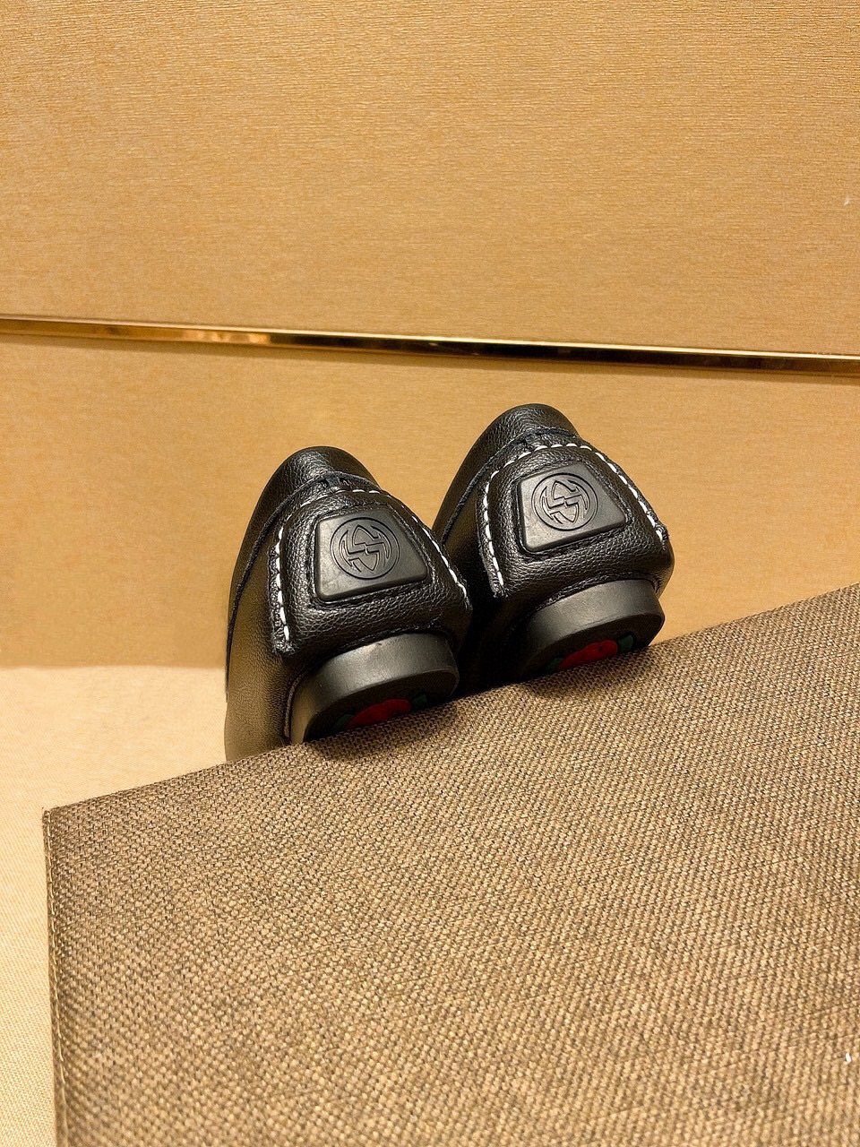 Gucci Black Red and Green Stripe Loafers — back