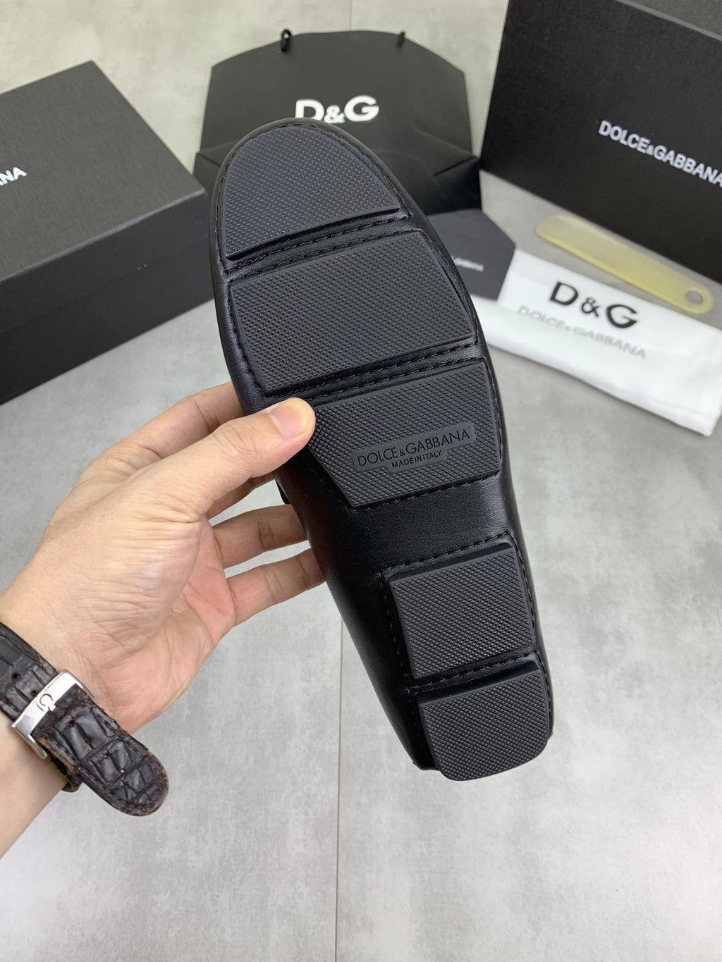 Dolce & Gabbana Navy Driving Loafers — detail