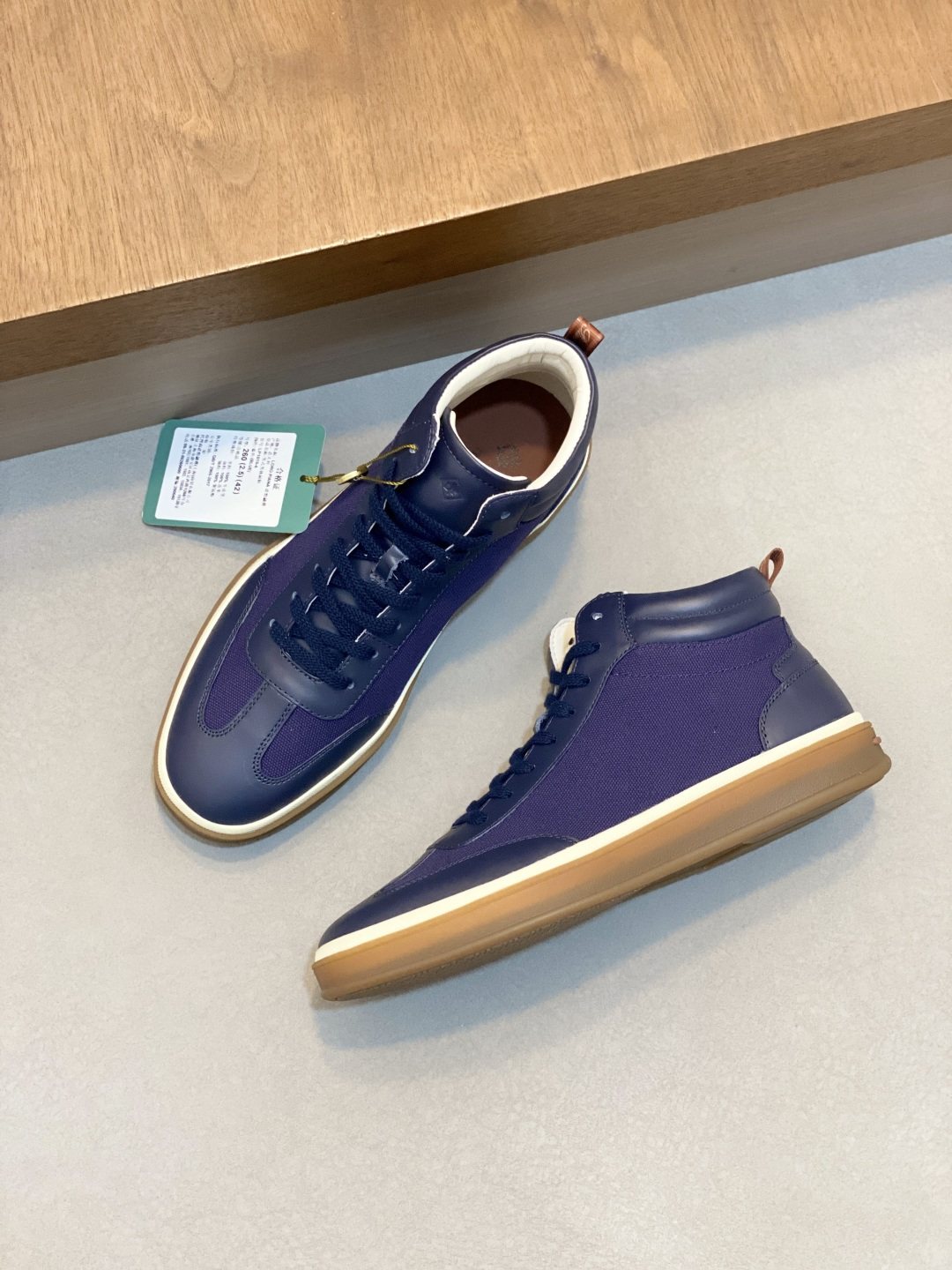 Loro Piana Paneled High-Top Sneakers — front