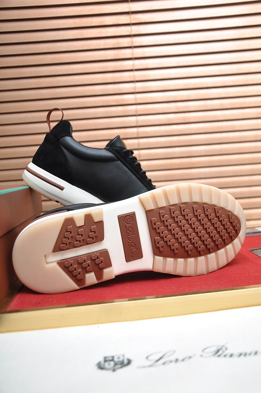 Loro Piana Paneled Lace-Up Sneakers — detail