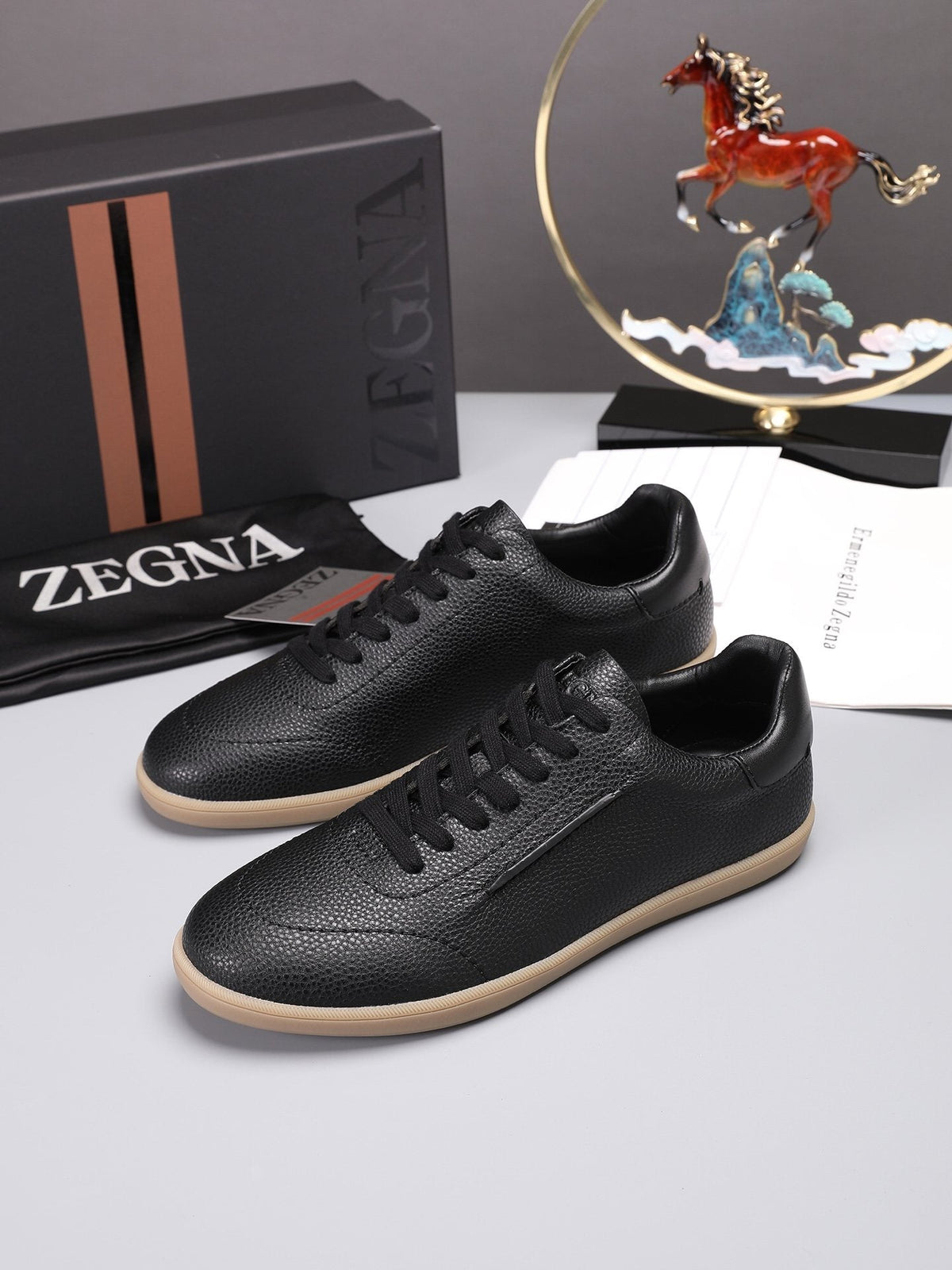ZEGNA Textured Leather Low-Top Sneakers — hero
