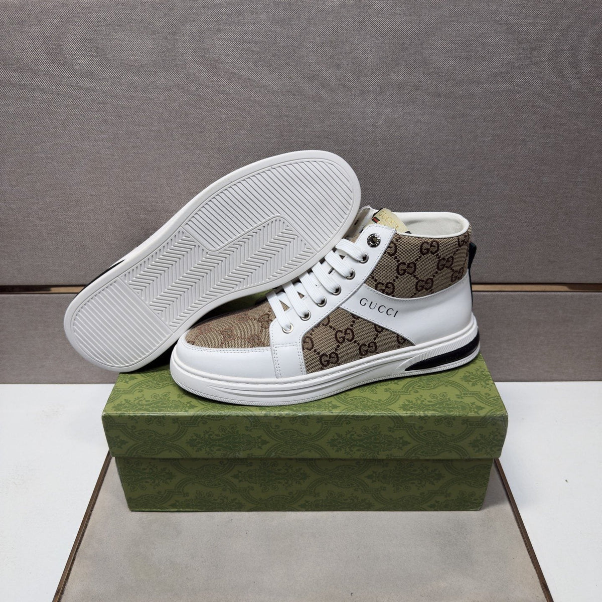 Gucci Men's Patterned High-Top Sneakers — side