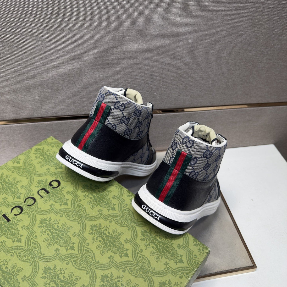 Gucci Men's Patterned High-Top Sneakers — back