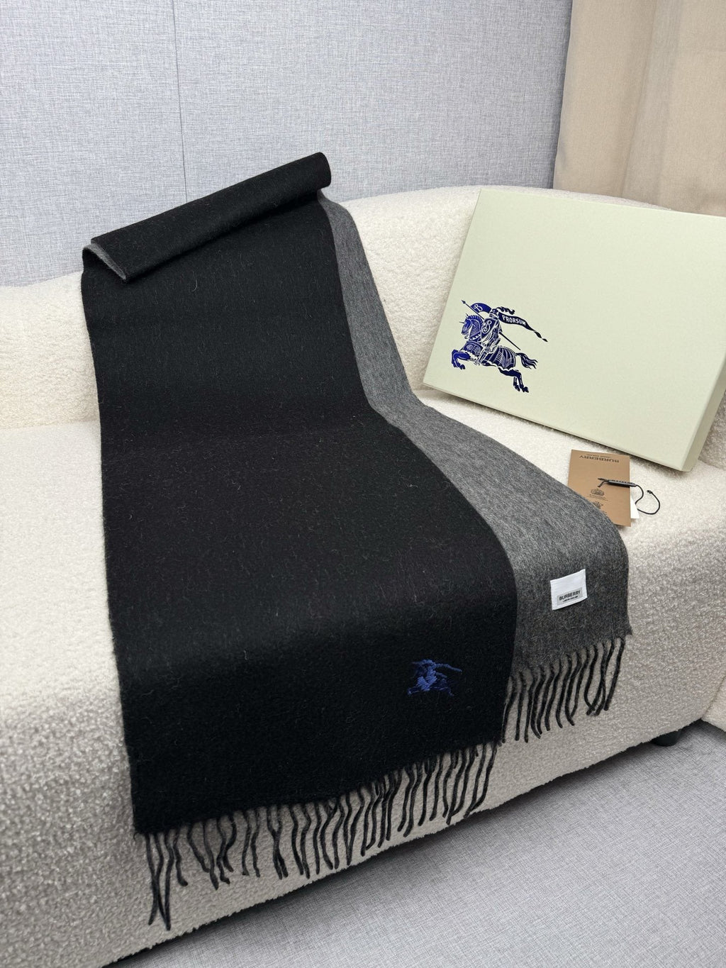Burberry Embroidered Reversible Fringed Scarf — hero