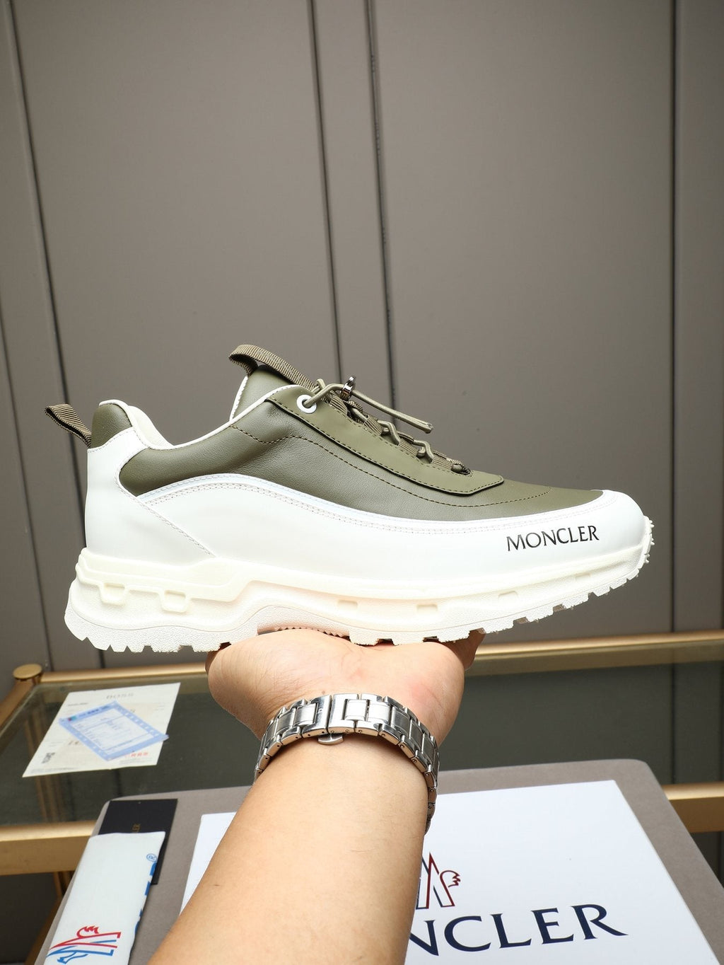 Moncler Chunky-Sole Lace-Up Sneakers — model