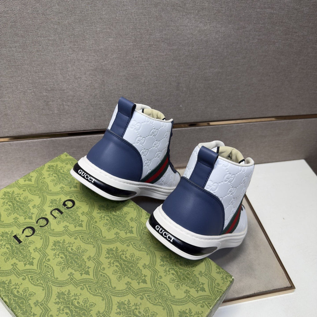 Gucci Green and Red Stripe High-Top Sneakers — back