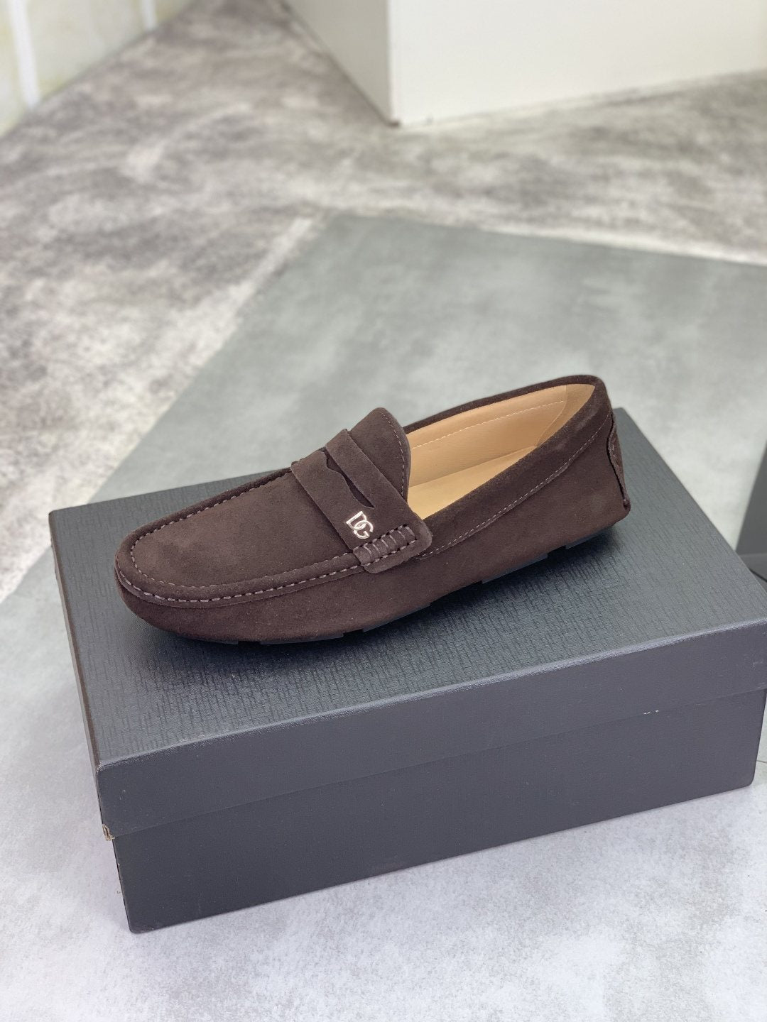 Dolce & Gabbana Men's Stitched-Toe Driving Loafers — side