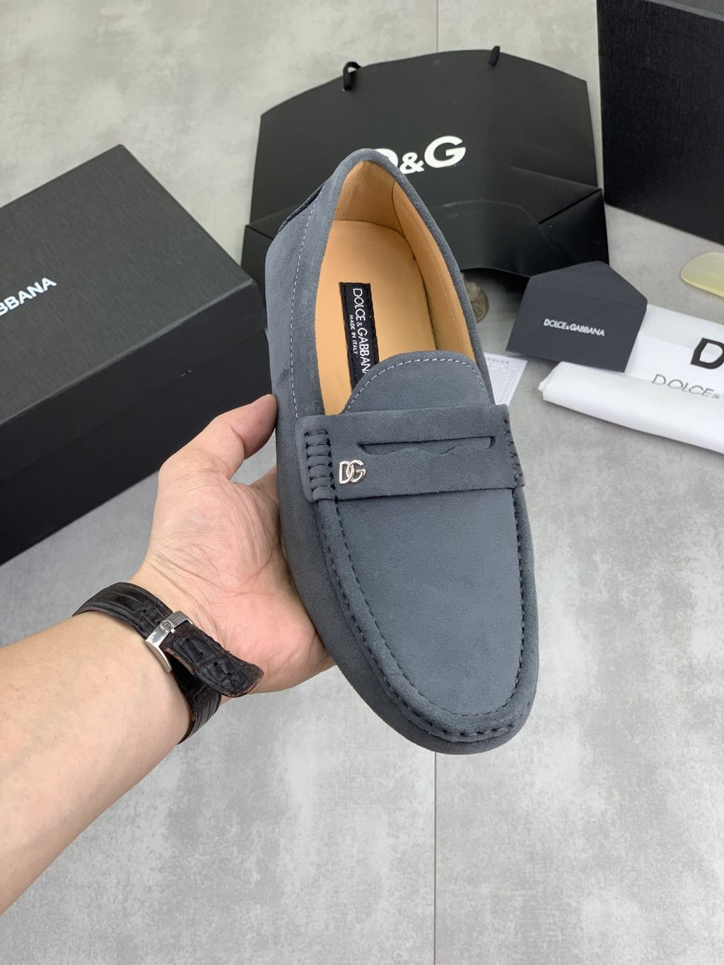 Dolce & Gabbana Men's Stitched-Toe Driving Loafers — front
