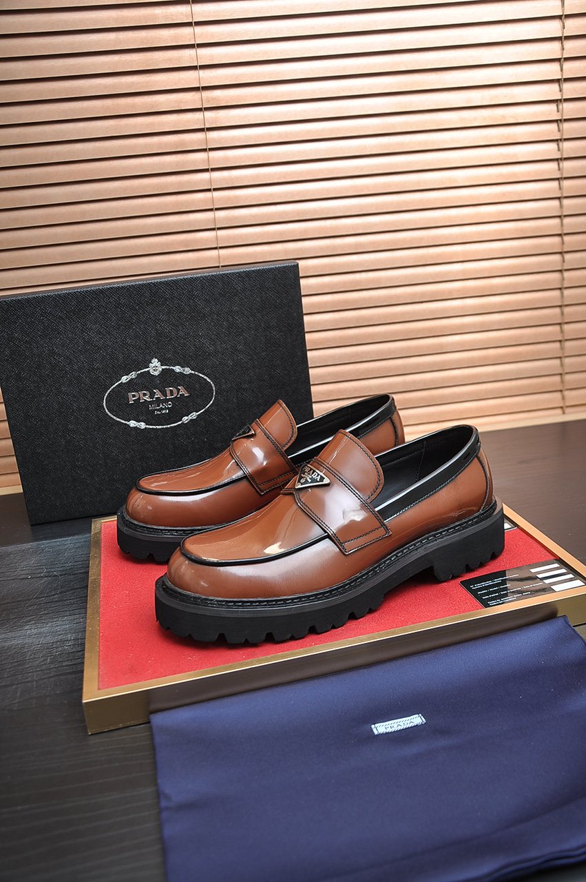 Prada Lug-Sole Strap Loafers — front