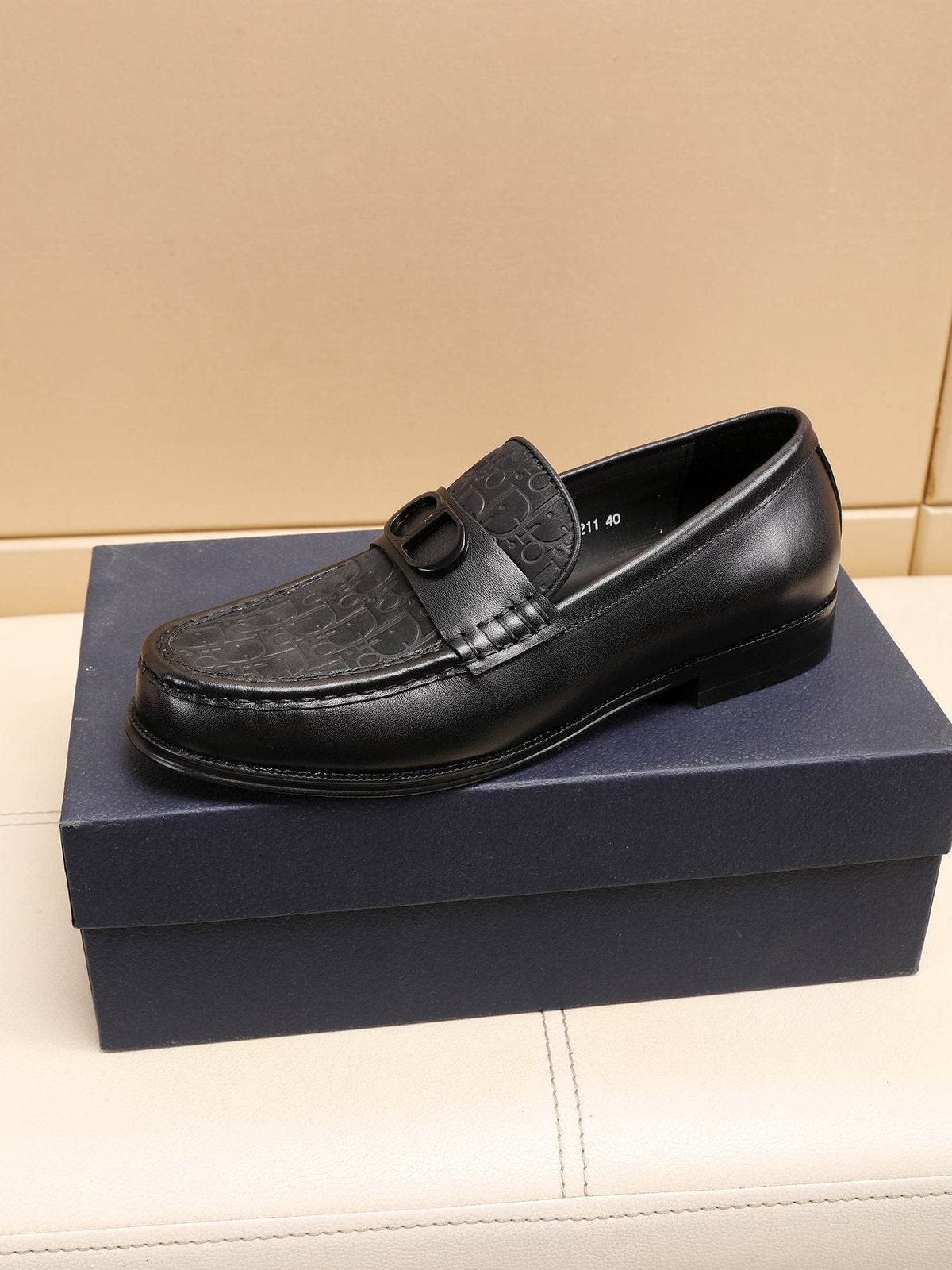 Dior Textured Buckle Loafers — side