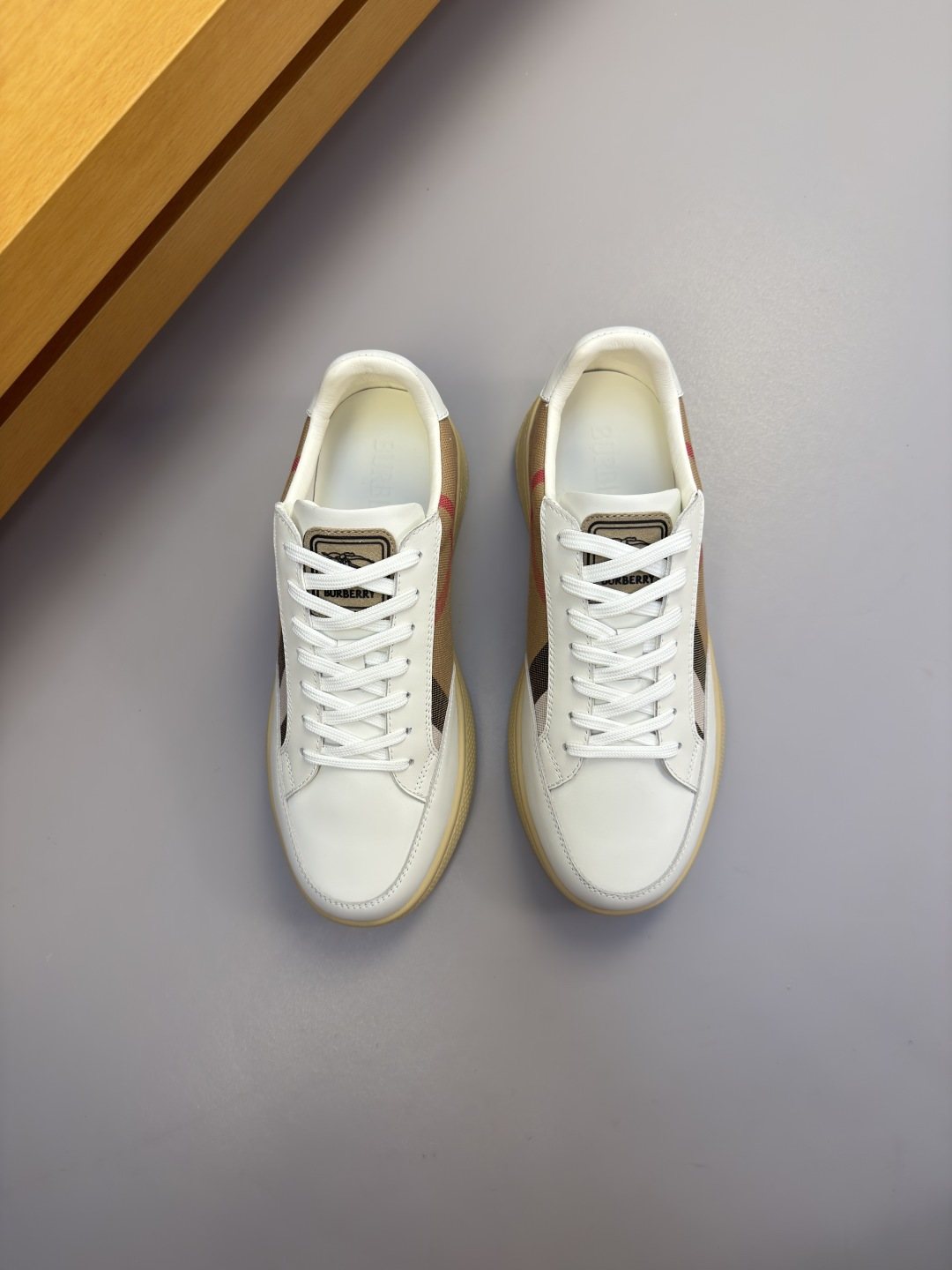 Burberry Check-Panel Low-Top Sneakers — front