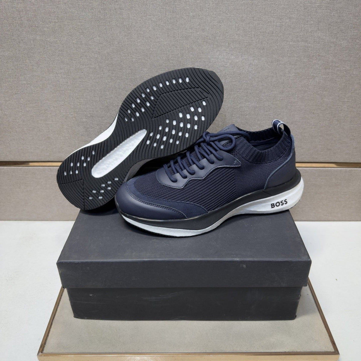 Hugo Boss Mixed-Material Lace-Up Sneakers — detail