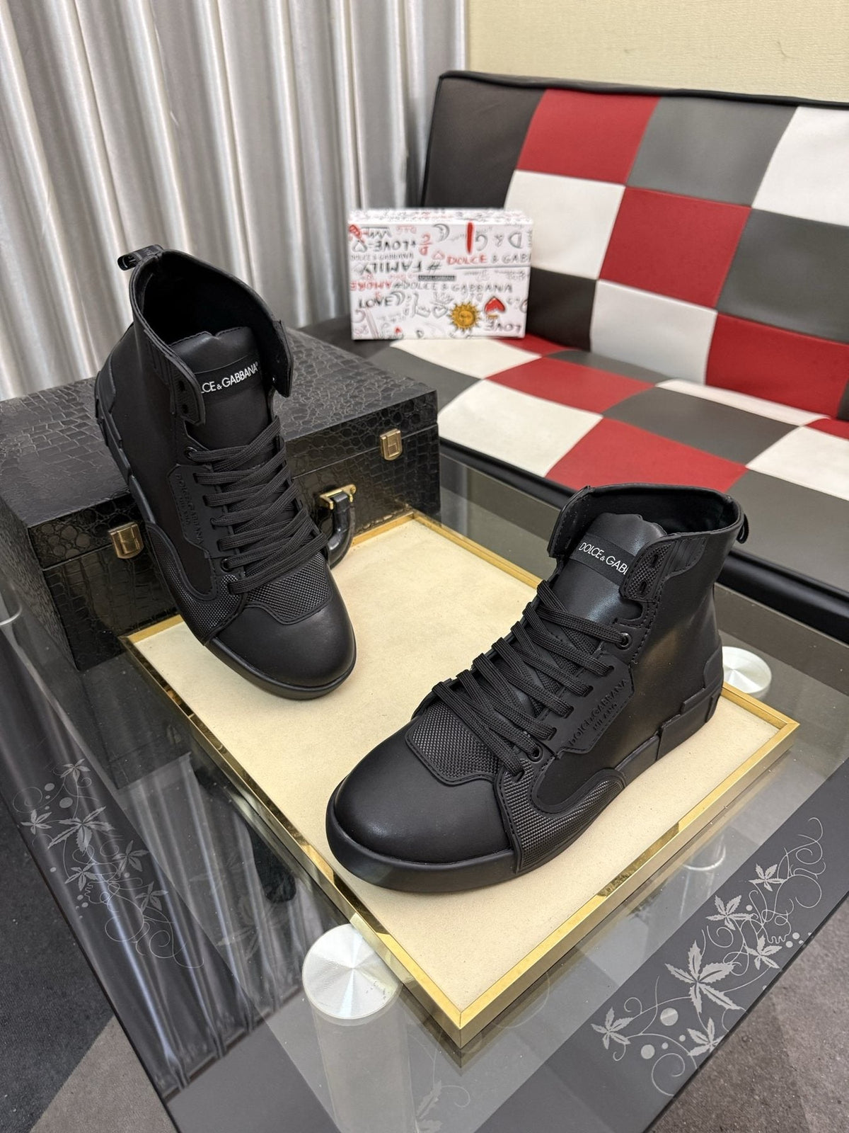 Dolce & Gabbana Paneled High-Top Sneakers — front