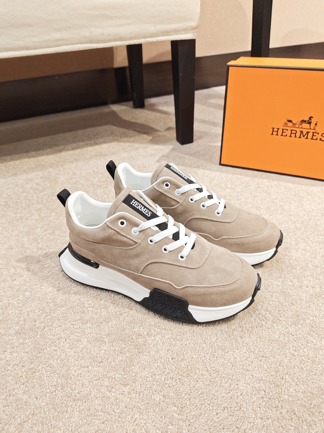 Hermès Lace-Up Sculpted-Sole Sneakers — hero