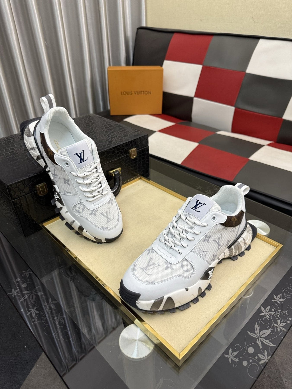 Louis Vuitton Graphic-Pattern Chunky Sneakers — front