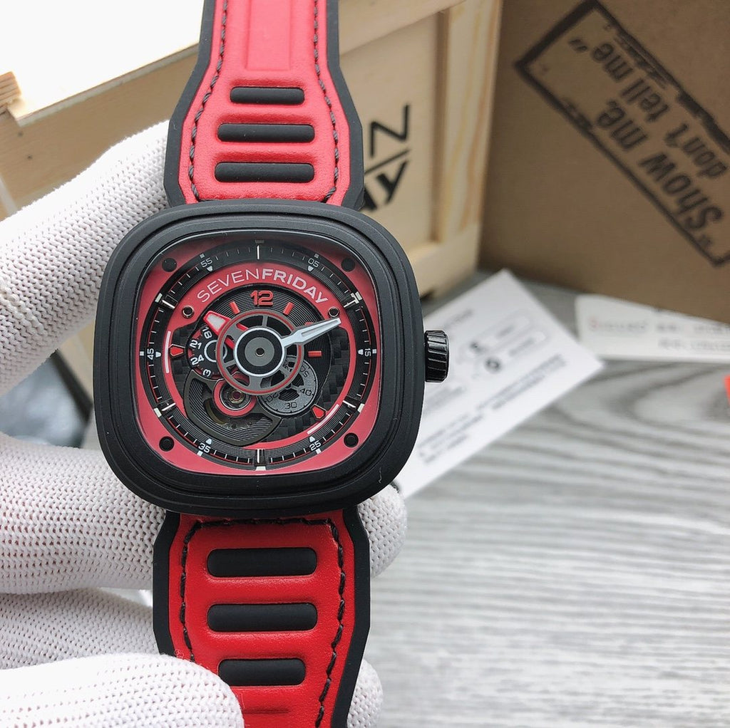 SEVENFRIDAY Red Strap Watch — front