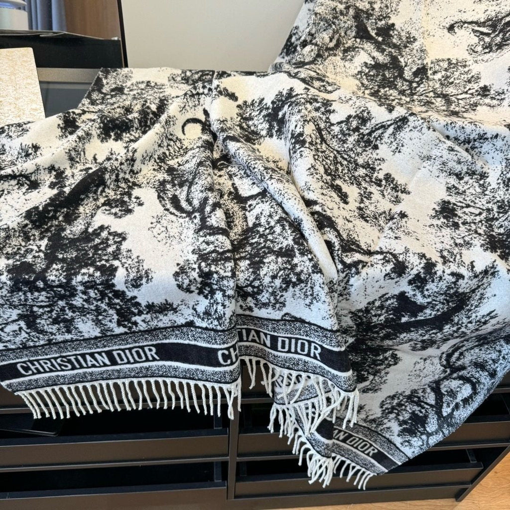 Dior Fringed Toile Square Scarf — detail