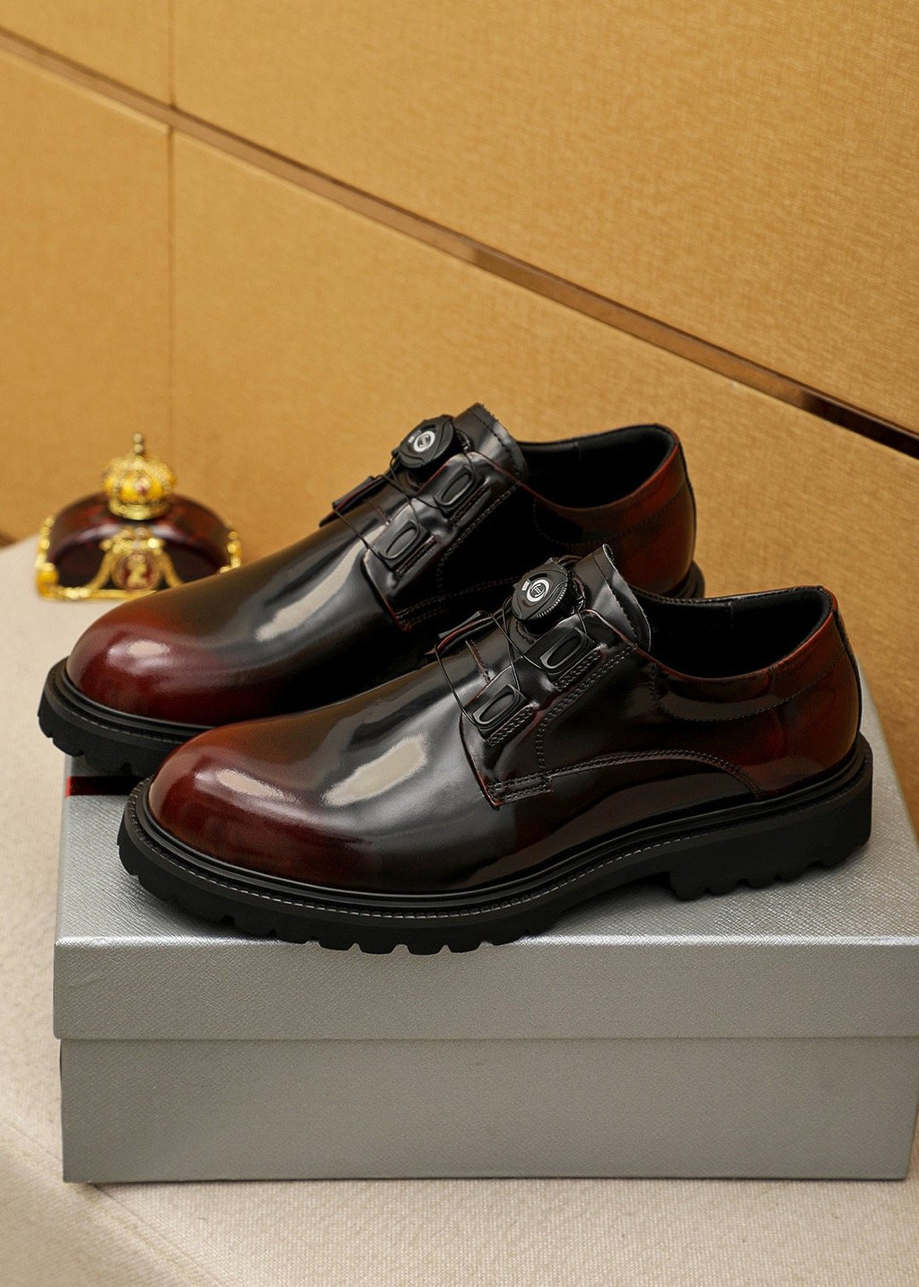 Prada Polished Lace-Up Lug Sole Dress Shoes — side