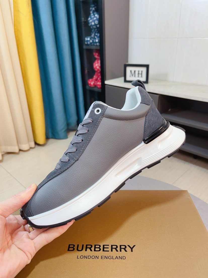Burberry Men's Contrast-Panel Lace-Up Sneakers — side