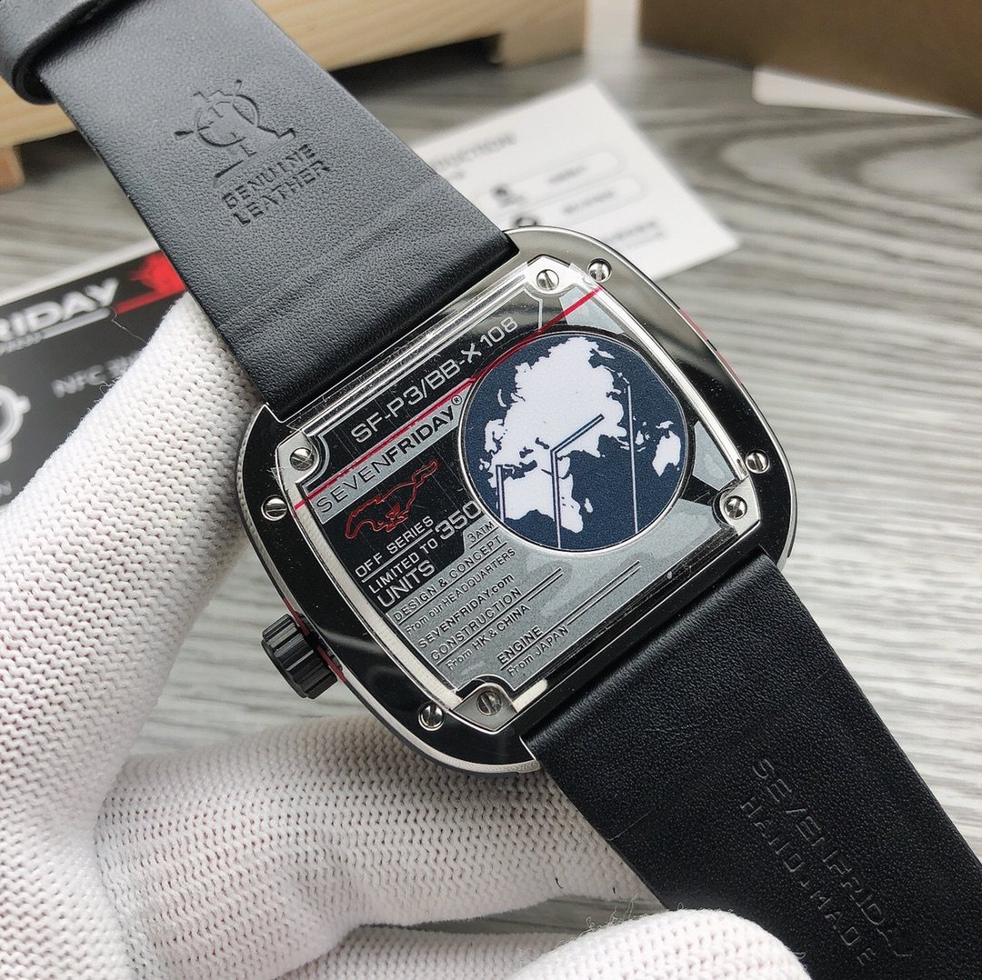 SEVENFRIDAY Black Red Accent Watch — detail