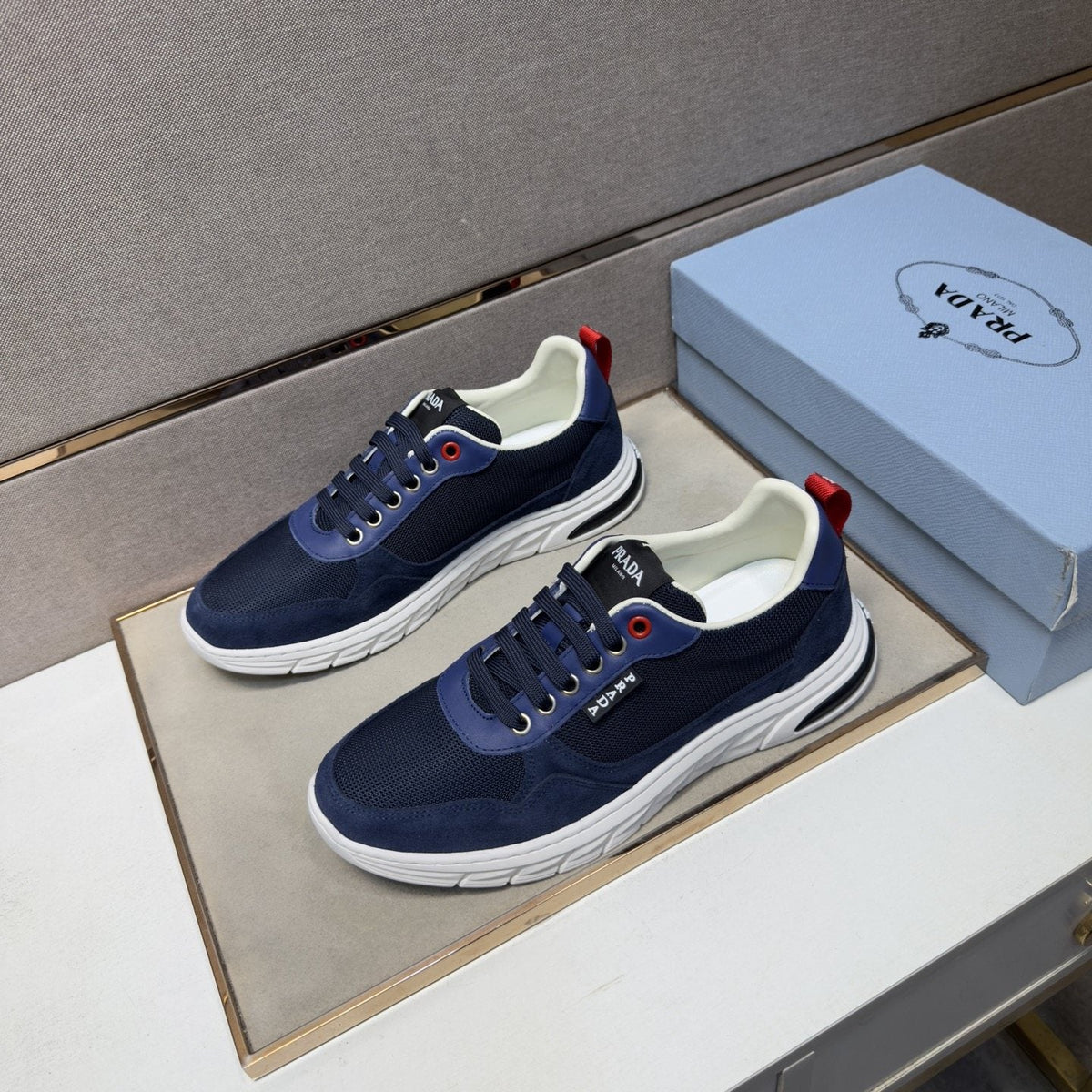 Prada Men's Paneled Low-Top Sneakers — front