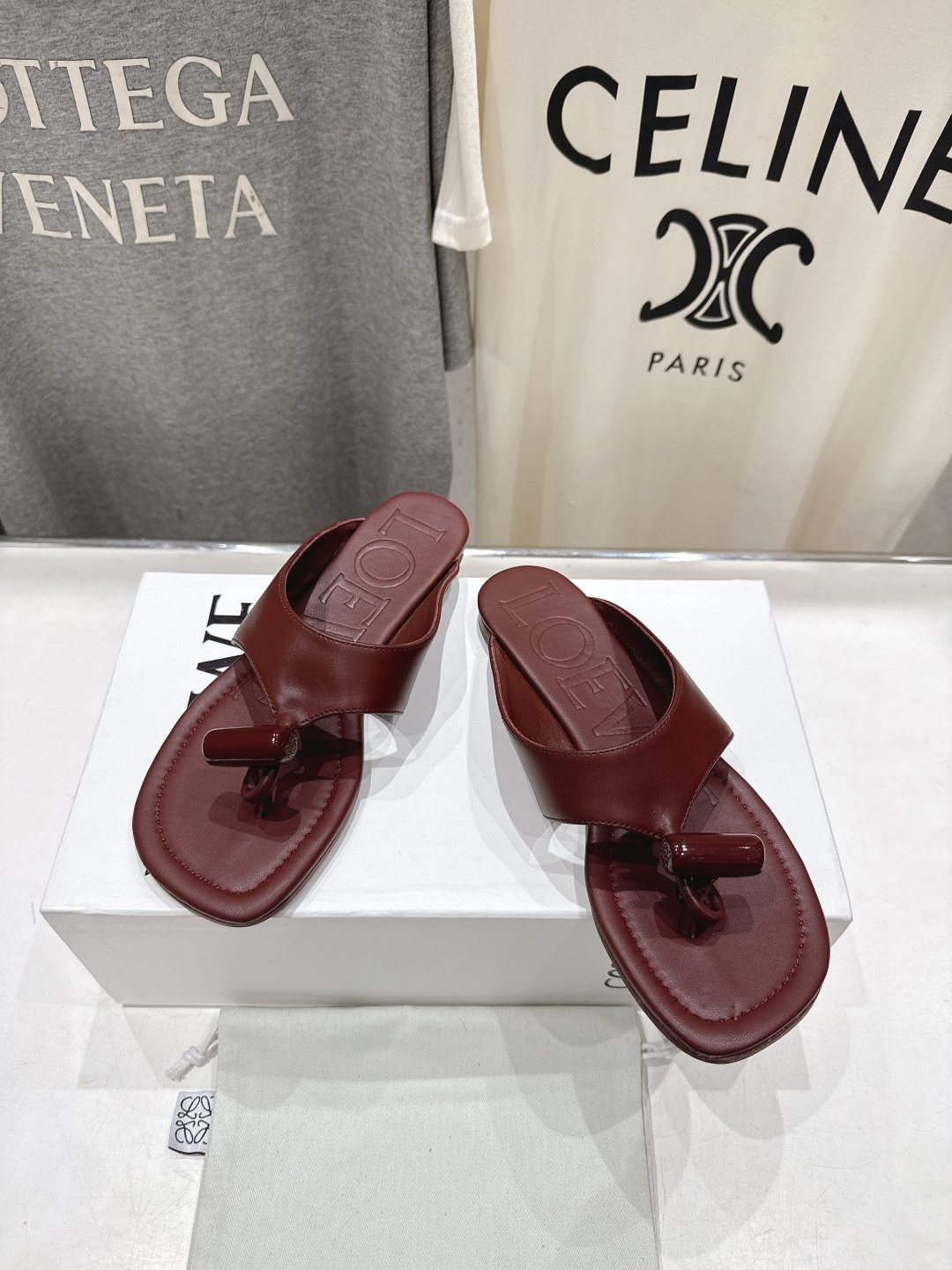 LOEWE Embossed Thong Sandals — front