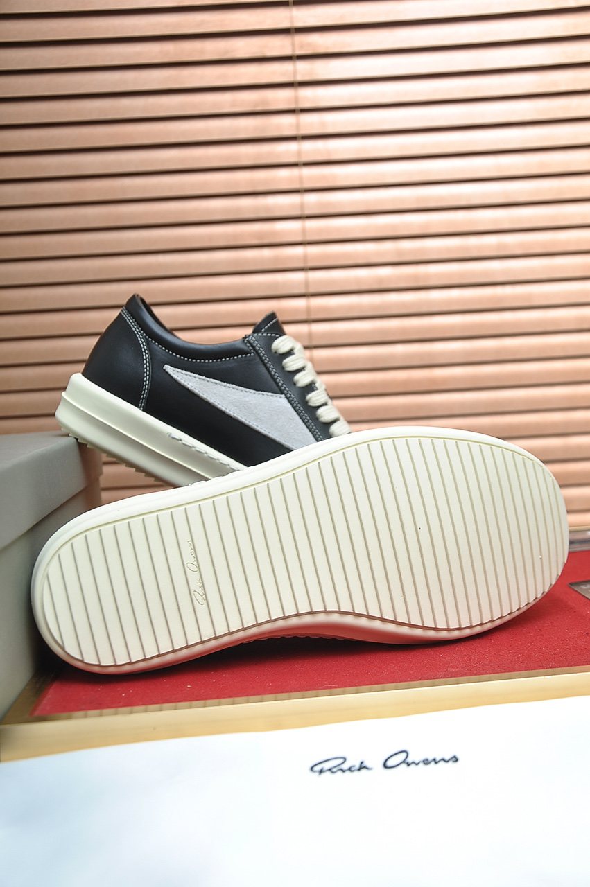 Rick Owens Contrast-Panel Platform Low-Top Sneakers — detail