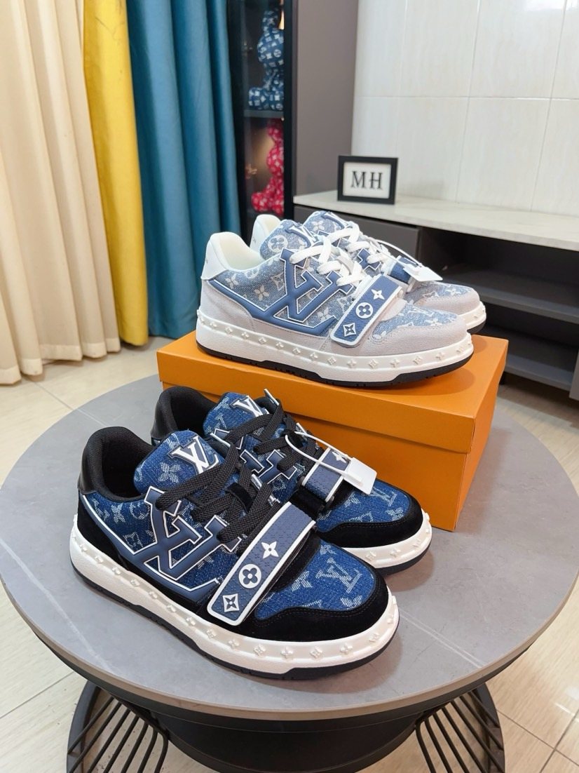 Louis Vuitton Patterned Panel Low-Top Sneakers — side