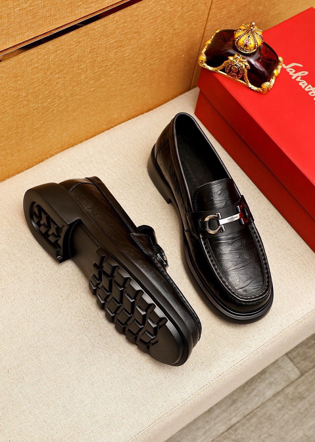 Salvatore Ferragamo Black Bit Loafers — side