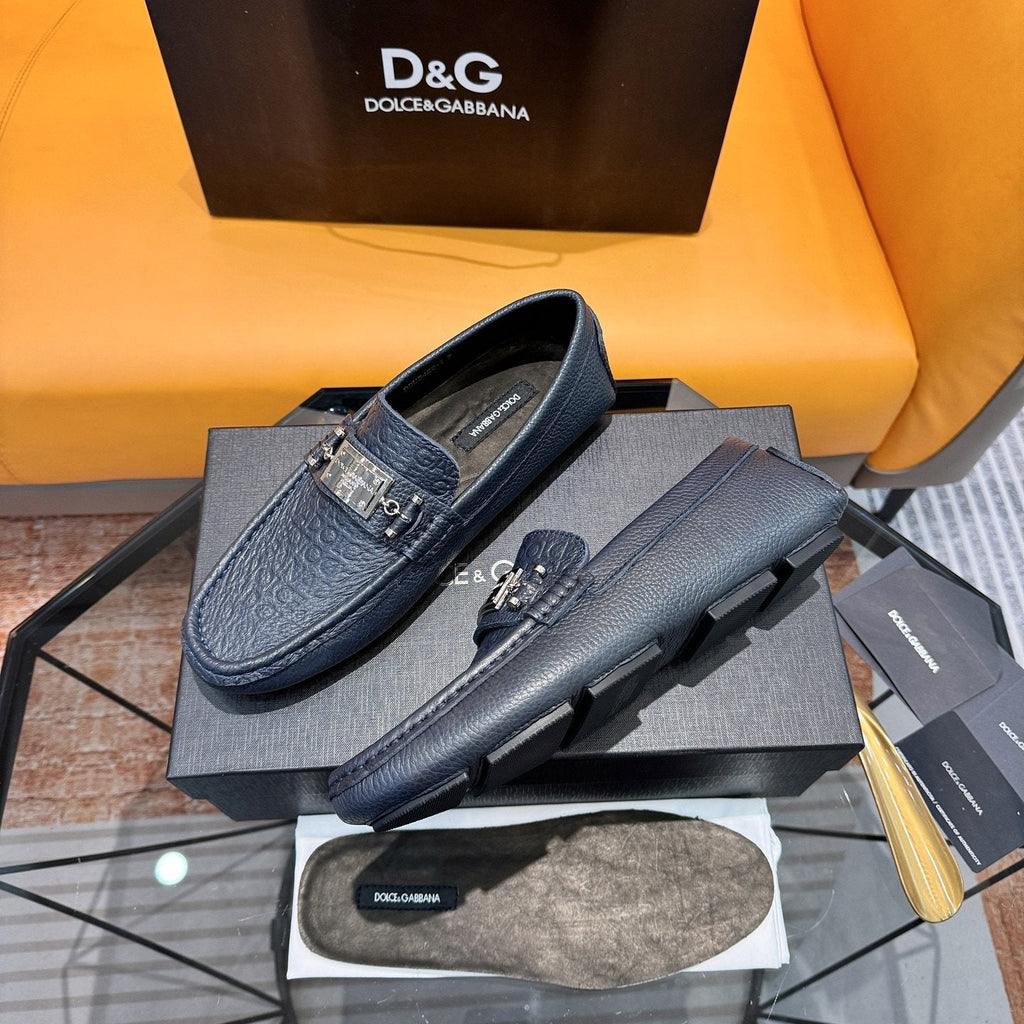 Dolce & Gabbana Embossed Leather Driving Loafers — side