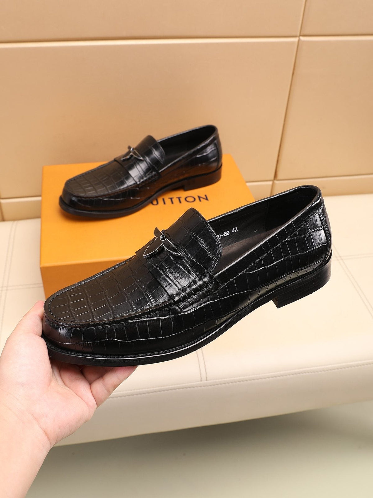 Louis Vuitton Embossed Strap Loafers — side
