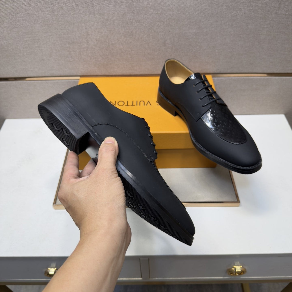 Louis Vuitton Textured Vamp Lace-Up Dress Shoes — side